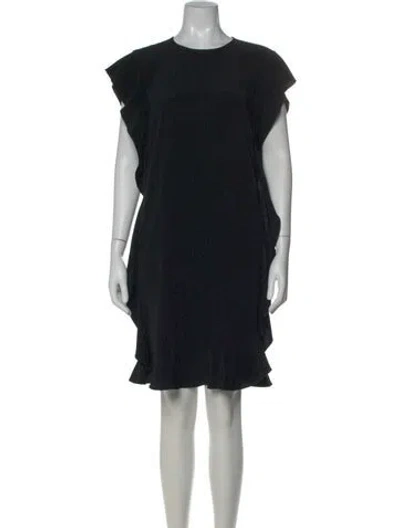 Pre-owned Luisa Cerano Crew Neck Knee-length Dress In Black