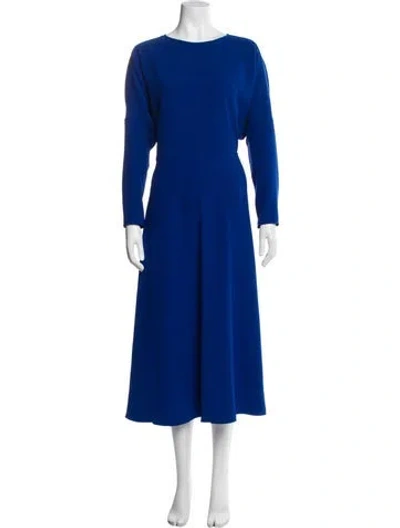 Pre-owned Luisa Cerano Crew Neck Long Dress In Blue