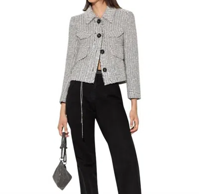 Luisa Cerano Cropped Tweed Jacket In Black, White In Multi