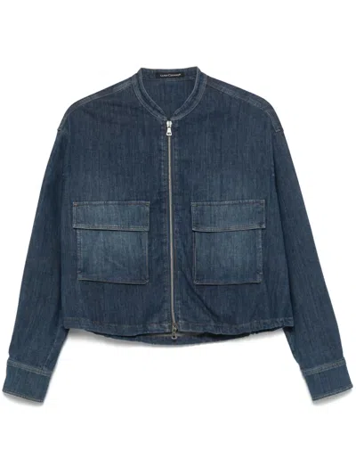 Luisa Cerano Denim Bomber Jacket In Blue