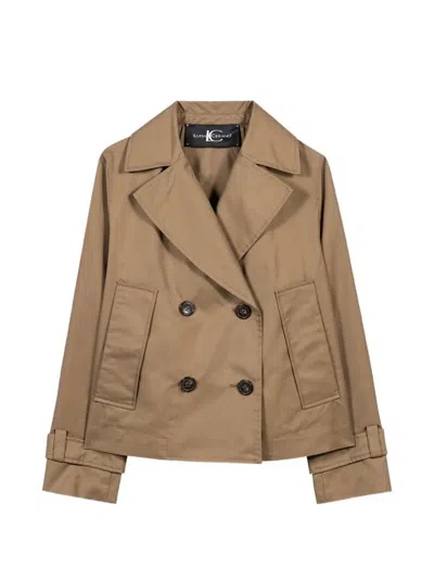 Luisa Cerano Double-breasted Peacoat In Brown