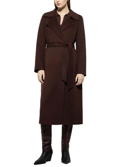 Luisa Cerano Double-face Coat With Belt In Espresso In Brown