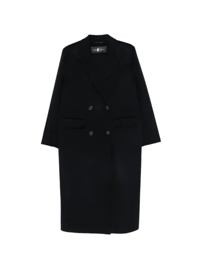 Luisa Cerano Double-breasted Notched-lapels Coat In Black