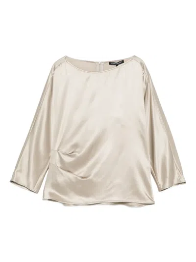 Luisa Cerano Draped-detailing Top In Neutral