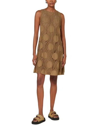 Luisa Cerano Mini Dress With Crochet Details 798489 3619 Col 737 In Brown