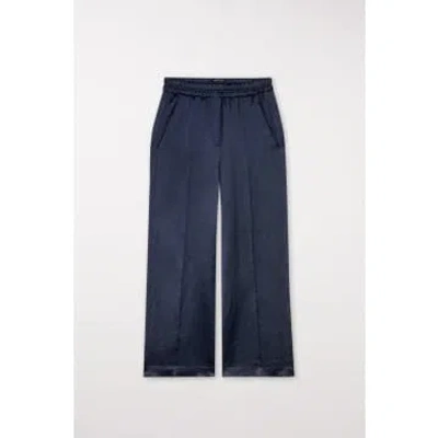 Luisa Cerano Elasticated Waist Crop Leg Trousers Size: 12, Col: Navy In Blue