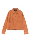 Luisa Cerano Embellished Suede Jacket In Orange