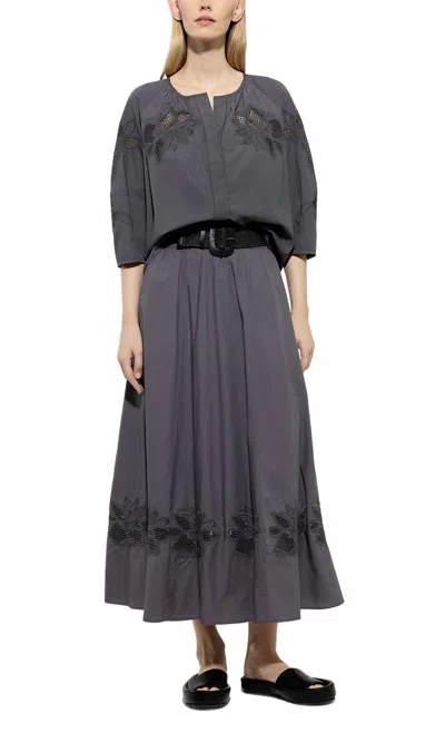 Luisa Cerano Embroidered Blouse In Charcoal In Gray