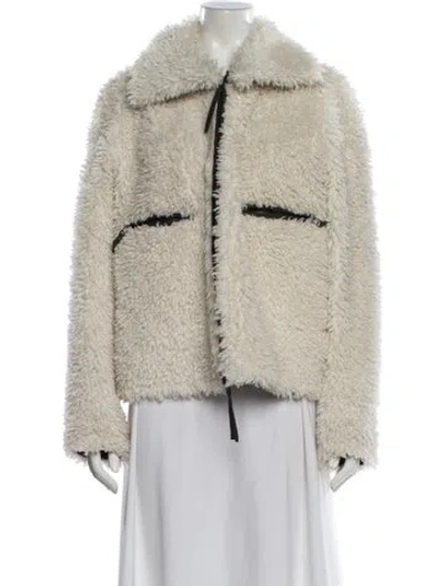 Pre-owned Luisa Cerano Faux Shearling Printed Faux Fur Jacket In Neutral