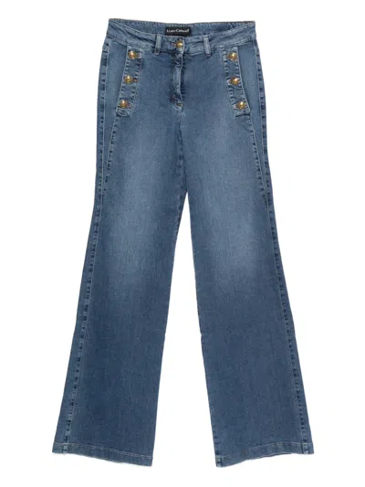 Luisa Cerano Flared-leg Cotton Jeans In Blue