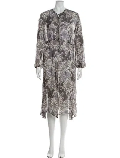 Pre-owned Luisa Cerano Floral Print Midi Length Dress In Multi