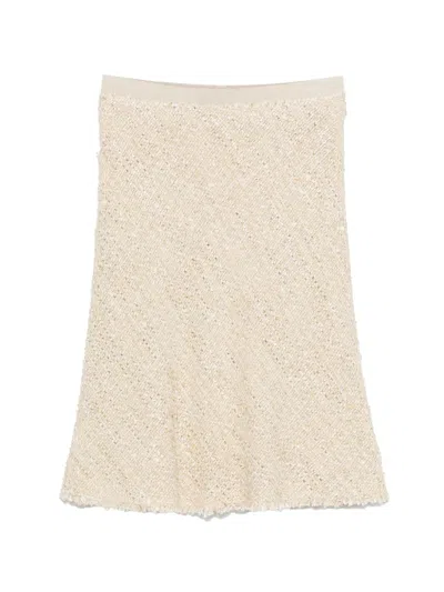 Luisa Cerano Frayed-hem Mini Skirt In Neutral