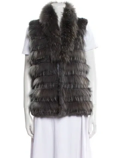 Pre-owned Luisa Cerano Fur Jacket In Gray