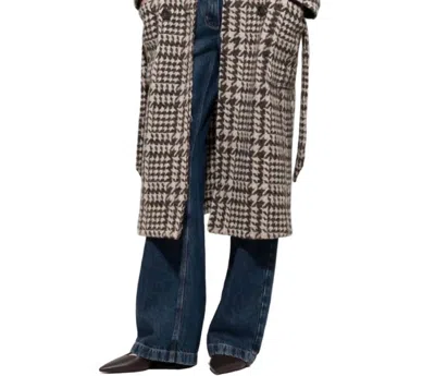 Luisa Cerano Glencheck Coat With Belt In Espresso Multi In Brown