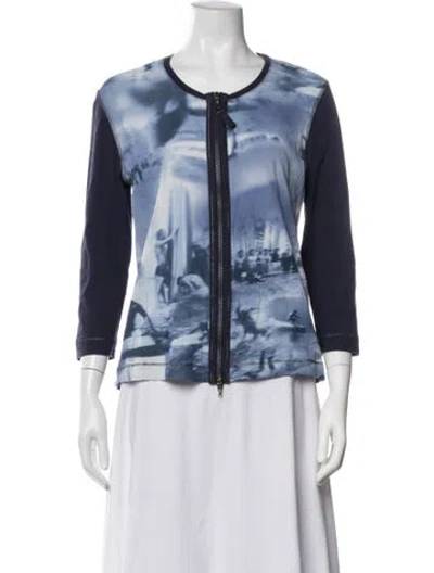 Pre-owned Luisa Cerano Graphic Print Jacket In Blue