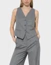 Luisa Cerano Herringbone Blazer Vest In Grey In Gray