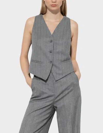 Luisa Cerano Herringbone Blazer Vest In Grey In Gray