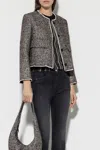 Luisa Cerano Herringbone Tweed Jacket In Black In Gray