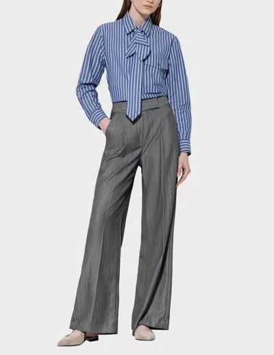 Luisa Cerano Herringbone Wide-leg Pants In Grey In Gray