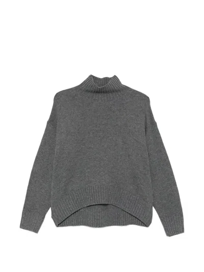 Luisa Cerano High-low Turtleneck Sweater In Gray