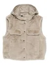 Luisa Cerano Hooded Pocketed Gilet In Neutral