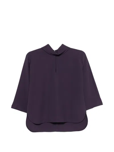 Luisa Cerano Keyhole Curved-hem Top In Purple