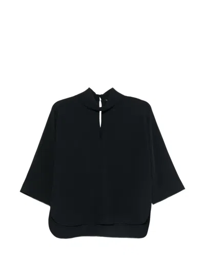 Luisa Cerano Keyhole-detail Curved-hem Blouse In Black