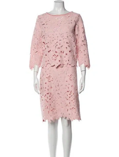 Pre-owned Luisa Cerano Lace Pattern Lace Trim Embellishment Skirt Set In Pink