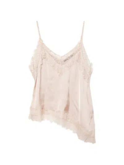 Luisa Cerano Lace-trim Asymmetric Blouse In Pink