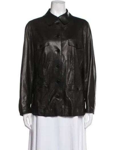 Pre-owned Luisa Cerano Lamb Leather Jacket In Black