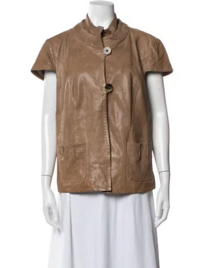 Pre-owned Luisa Cerano Lamb Leather Jacket In Brown