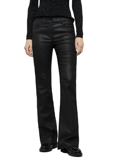 Luisa Cerano Leather Look Flared Pants In Black