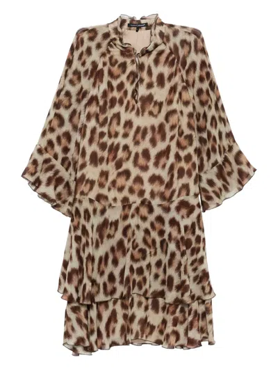 Luisa Cerano Leopard-print Midi Dress In Brown