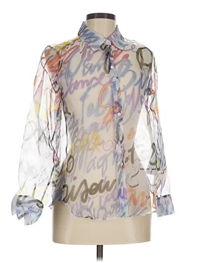 Pre-owned Luisa Cerano Long Sleeve Blouse In Silver