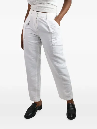 Pre-owned Luisa Cerano Loose-fit Pleated Trousers In White