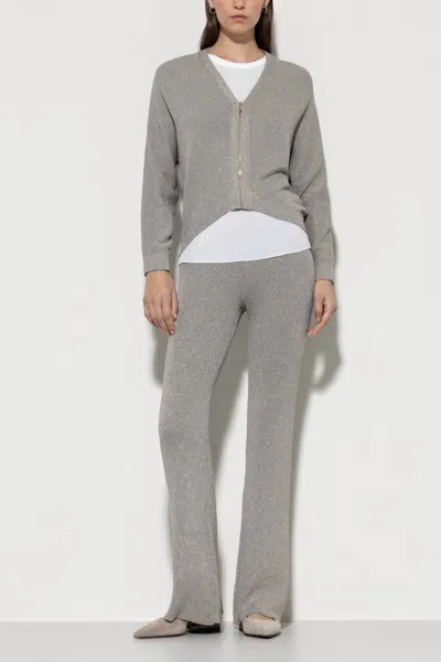 Luisa Cerano Lurex Rib Knit Trousers In Heather Grey In Gray