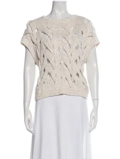 Pre-owned Luisa Cerano Patterned Crew Neck Sweater In Neutral