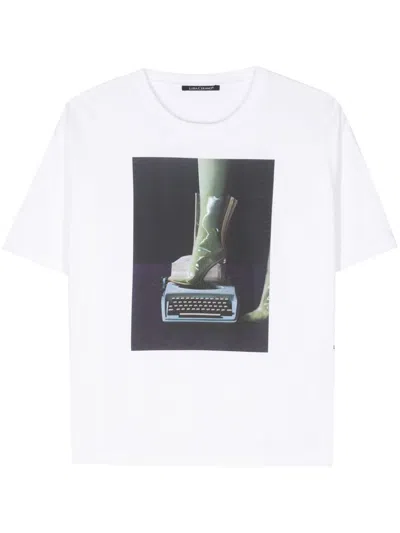 Luisa Cerano Photograph-print Cotton T-shirt In 白色