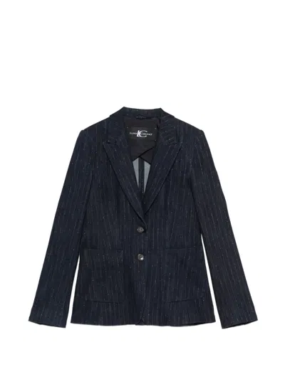 Luisa Cerano Pinstripe Single-breasted Blazer In Blue