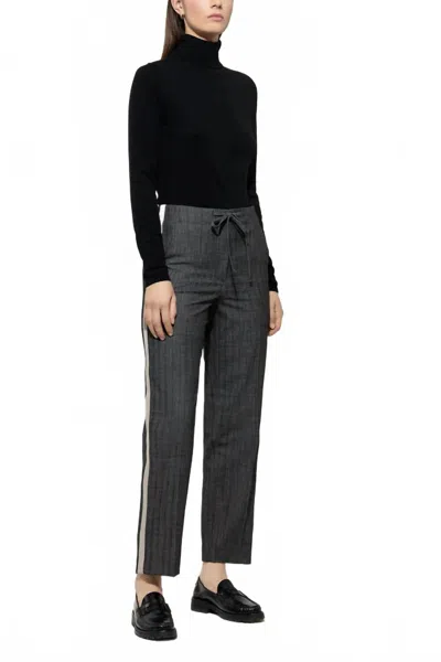 Luisa Cerano Pinstripe With Ribbon Straight Joggpants In Charcoal/ Black In Multi