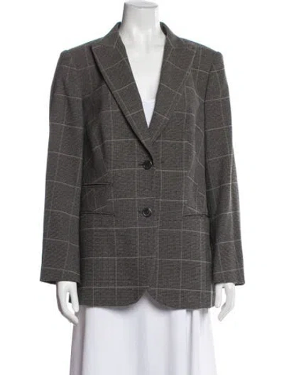 Pre-owned Luisa Cerano Plaid Print Blazer In Gray