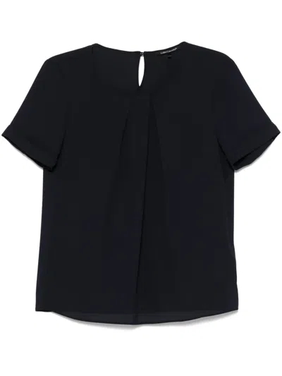 Luisa Cerano Bluse Mit Faltendetail In Blau