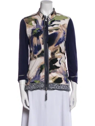 Pre-owned Luisa Cerano Printed Evening Jacket In Blue