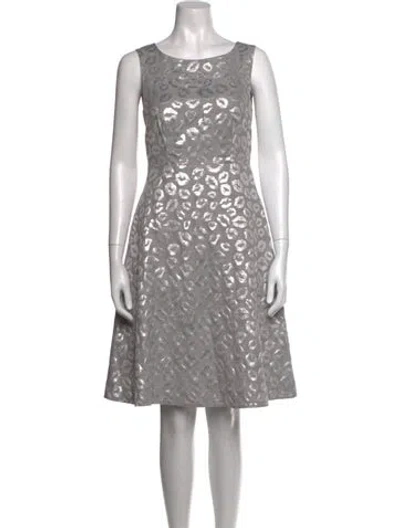 Pre-owned Luisa Cerano Printed Knee-length Dress In Grey