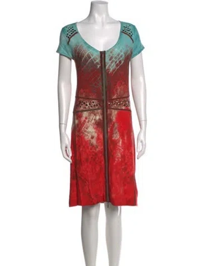 Pre-owned Luisa Cerano Printed Knee-length Dress In Red