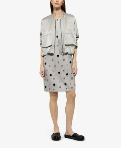 Luisa Cerano Satin Blouson Jacket In Satin Grey