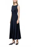 Luisa Cerano Satin Maxi Dress In Dark Blue In Blue