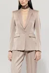 Luisa Cerano Satin One-button Blazer In Mushroom In Grey