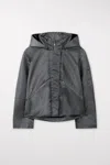 LUISA CERANO SATIN SHEEN OUTDOOR JACKET IN SHINY ANTHRACITE