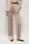 Luisa Cerano Satin Tapered Pants In Mushroom In Grey